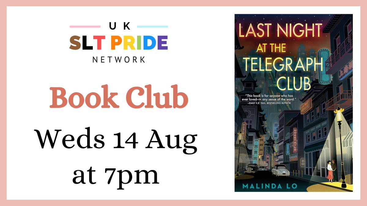 uksltpride's tweet photo. Fiction more your thing? 

Join us in August to discuss Malinda Lo's historical fiction 'Last Night at the Telegraph Club'

Newcomers and listeners welcome

Message us for the link to join or find it on our Discord

#SLTpride https://t.co/UEgw0vUgOp