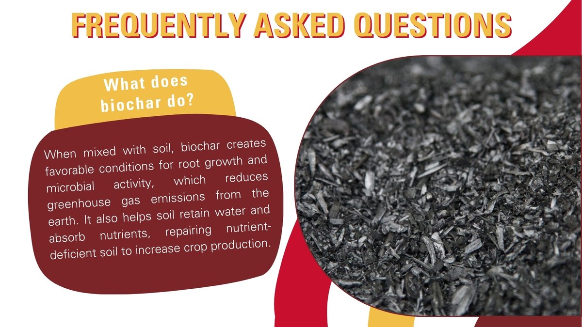 #FAQ: What does biochar do? Biochar is typically made from wood, but our researchers have found that using corn stover biomass can bring forth various strengths from the char. The researchers studying Iowa-made biochar were recently awarded an <a href="/xprize/">XPRIZE</a> Carbon Removal Phase 2 team.