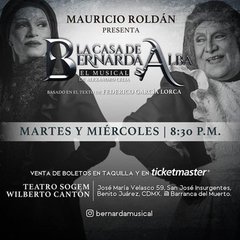 venalteatroMX's tweet photo. Tenemos pases dobles para que se vayan HOY a ver “La Casa de Bernarda Alba, el Musical” 8:30pm en el teatro Sogem Wilberto Cantón. 

Únicamente:

🌟Nombre completo 
🌟Like y RT 

Y listo 🎭🎁🎉 https://t.co/JZUT23ovpo