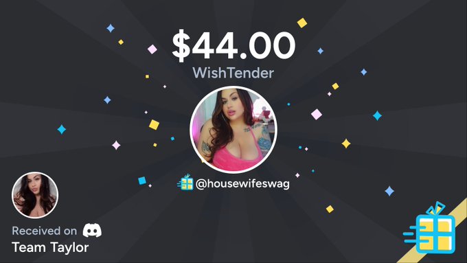"QueensHand" just bought a gift off housewifeswag's wishlist worth $44.00 on Discord in Team Taylor 