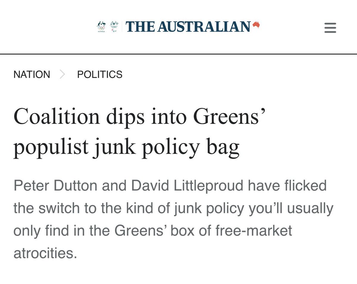 normboy562's tweet image. Dutton &amp;amp; Littleproud have said: We are only using this as a threat..
Another coalition policy that threatens and will never be used..
What a crock of shit, they did steal it from the Greens though. It didn&apos;t make sense then, it makes less sense now..
#LibSplit..🤣👇