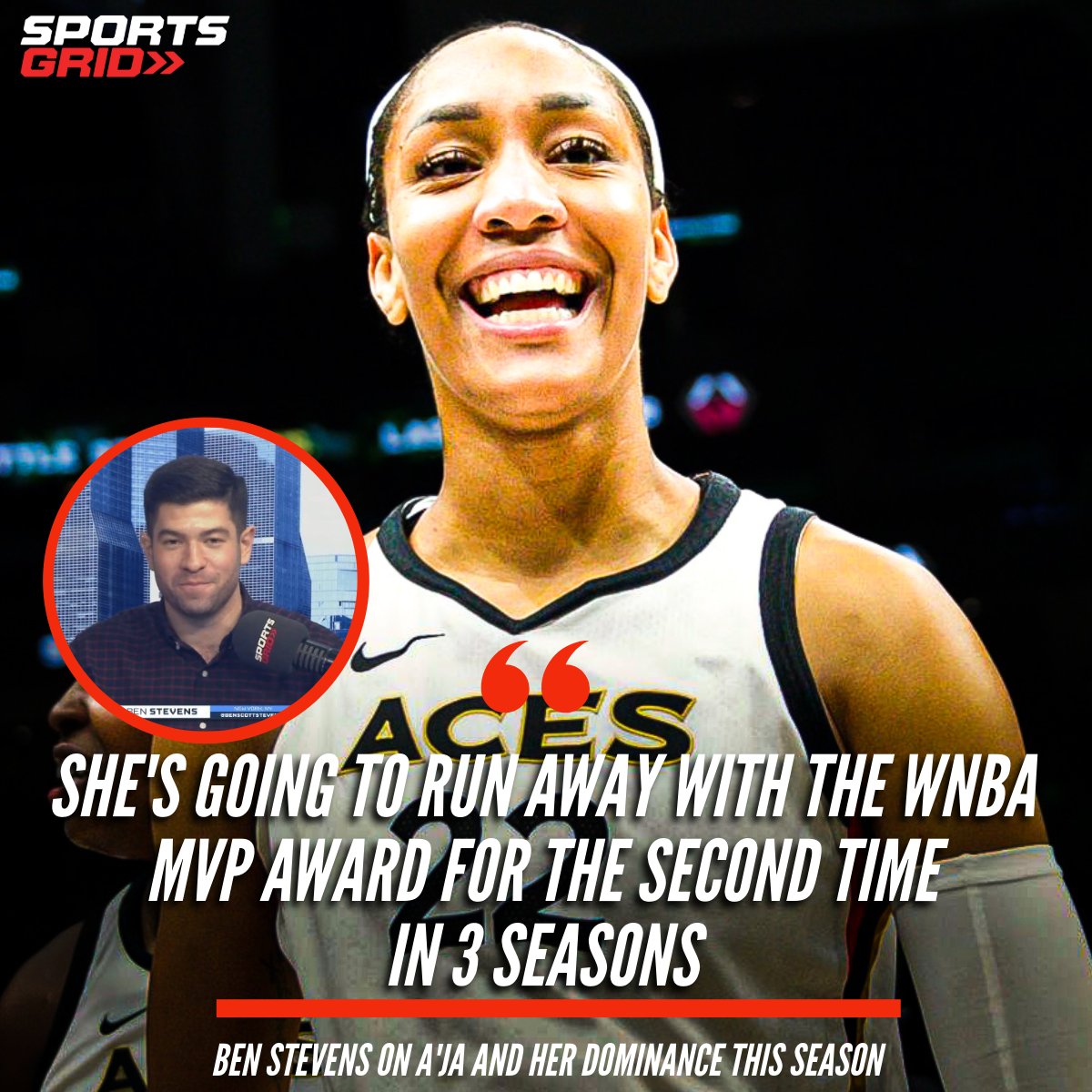 SportsGridTV's tweet photo. A'ja Wilson sits as the commanding favorite on @fdsportsbook to win the WNBA MVP at -550. The next closest candidate: +2400.
#WNBA #WNBAMVP @BenScottStevens https://t.co/FO7FMCR2Hm