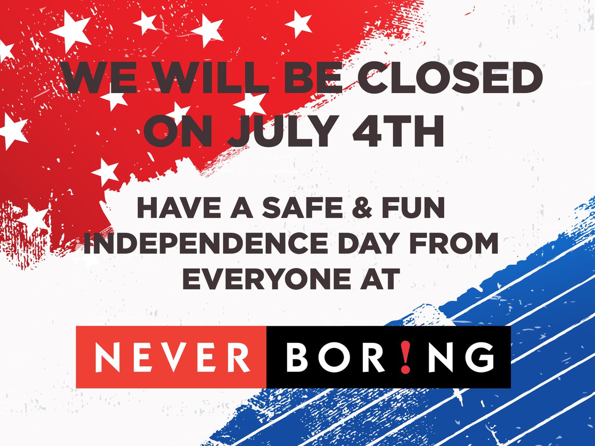 🎆 Office Closed for the Fourth of July 🎆

Never Boring will be taking a break on July 4th to celebrate Independence Day. We'll be back on July 5th to continue providing you with creative marketing solutions.

Have a fantastic and safe holiday! 🇺🇸

#FourthOfJuly #NeverBoring