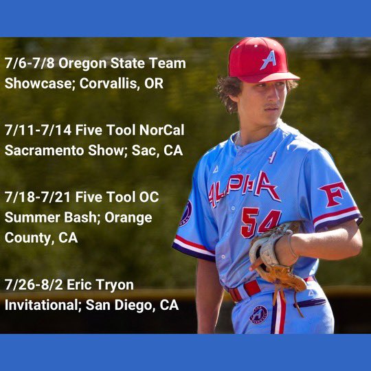 Jacob Kobrin (@jacobkobrin2025) on Twitter photo Looking forward to a busy July competing up and down the West Coast!
<a href="/Alpha_BSB/">Alpha Baseball</a>
<a href="/OBC_Recruits/">Oliveira Baseball Consulting</a>
#uncommitted Looking forward to a busy July competing up and down the West Coast!
<a href="/Alpha_BSB/">Alpha Baseball</a>
<a href="/OBC_Recruits/">Oliveira Baseball Consulting</a>
#uncommitted