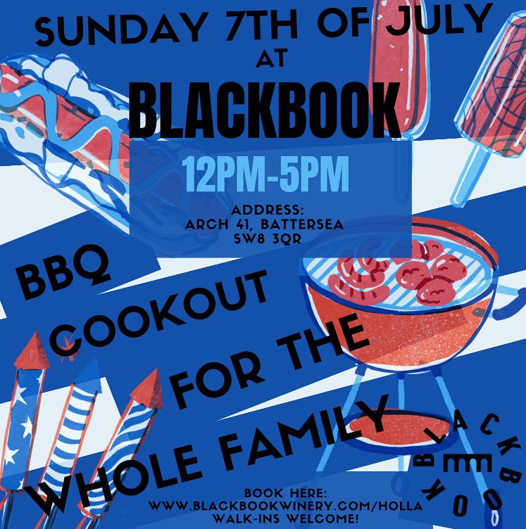 🎉🇺🇸 Join us for a sizzling (belated) 4th of July BBQ! 🍔Our dear friend and Wilton’s executive chef, Daniel Kent will be at the BBQ serving up wicked food and of course #blackbook wines by the glass alongside our 1/2 mile drinks, and great company to celebrate Independence Day.