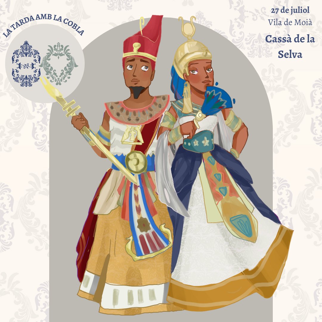 Els primers convidats que us presentem són els 𝗚𝗲𝗴𝗮𝗻𝘁𝘀 𝗘𝗴𝗶𝗽𝗰𝗶𝘀 𝗱𝗲 𝗖𝗮𝘀𝘀à 𝗱𝗲 𝗹𝗮 𝗦𝗲𝗹𝘃𝗮. 

Són l’Aldric i la Isaura. Una de les poques parelles de gegants que va fer en Lluís Carbonell d’Olot, i que van ser estrenats durant el Corpus Christi de l’any 1959