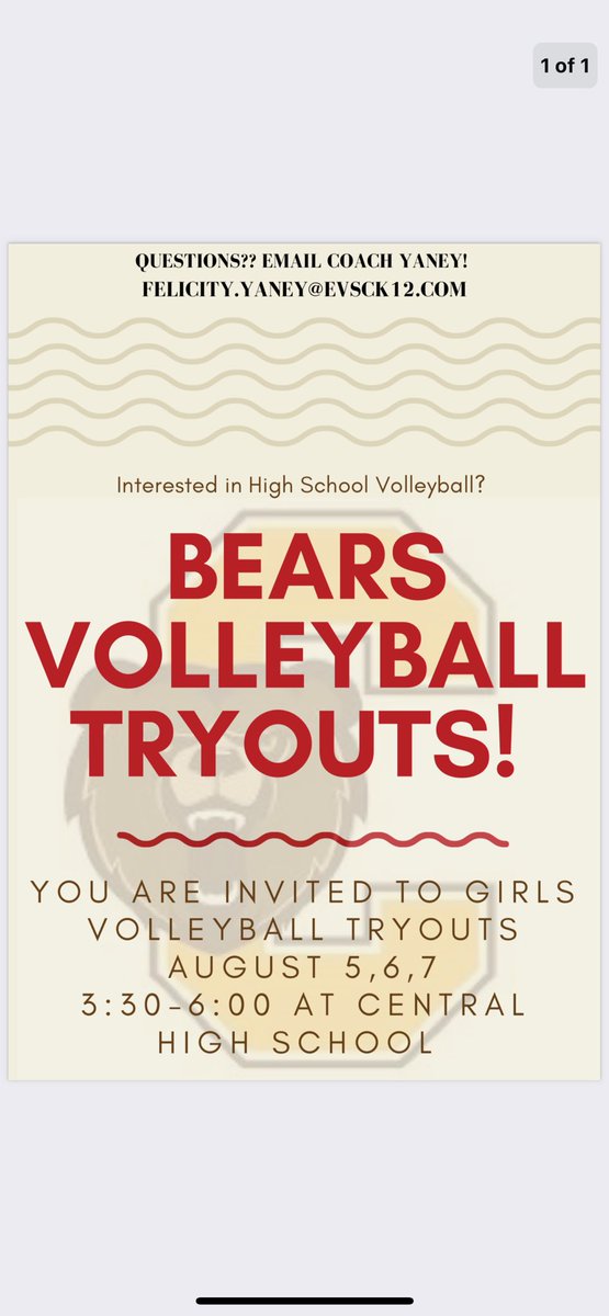 CentralBearsVo1's tweet photo. Central Volleyball Tryouts!!!! Come out and play🏐🐻 https://t.co/TeFu2V6UU9