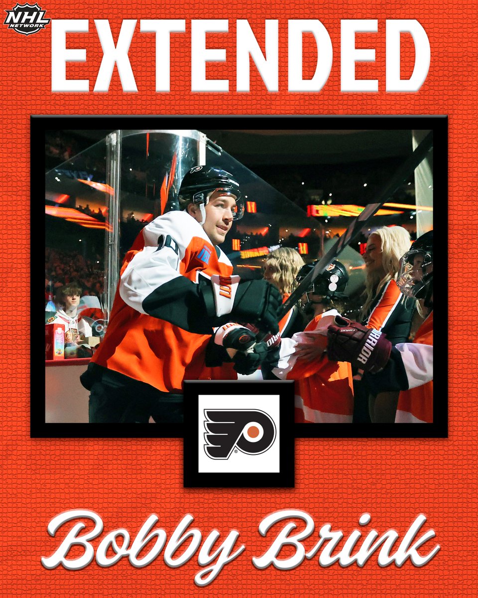 NHLMedia's tweet photo. Bobby Brink is back! The @NHLFlyers signed their 2019 second-round pick to a two-year, $3M deal 🖊️

#LetsGoFlyers | #NHLFreeAgency https://t.co/T3nRzlN2BP