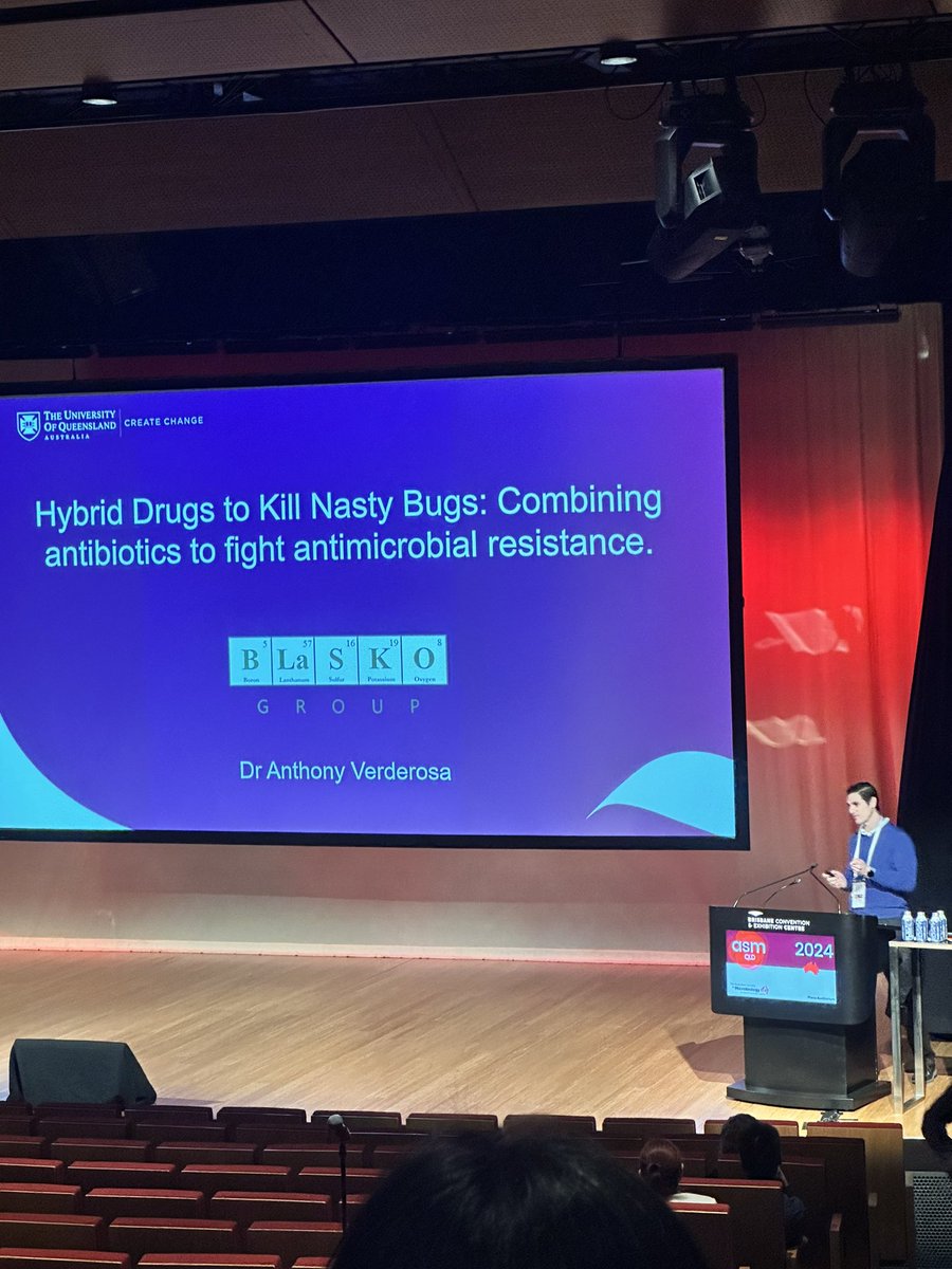 Sometimes 1+1 doesn't equal 2. 🤯 A great talk from <a href="/AnthonyVerdero3/">Anthony Verderosa</a> on how combining antibiotics can overcome antimicrobial resistance. 💊

#ASM2024_XAward <a href="/AUSSOCMIC/">ASM</a>