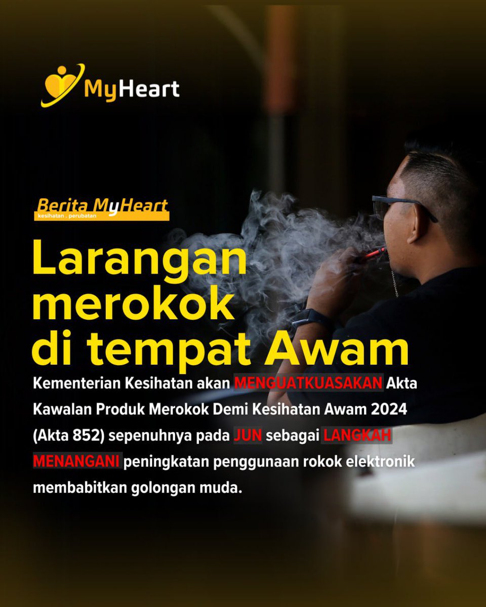 Kementerian Kesihatan akan menguatkuasakan Akta Kawalan rokok sepenuhnya pada Jun depan sebagai langkah menangani peningkatan penggunaan vape membabitkan golongan muda.Menteri Kesihatan Datuk Seri Dr Dzulkefly Ahmad berkata pengunaan vape membabitkan golongan muda membimbangkan .