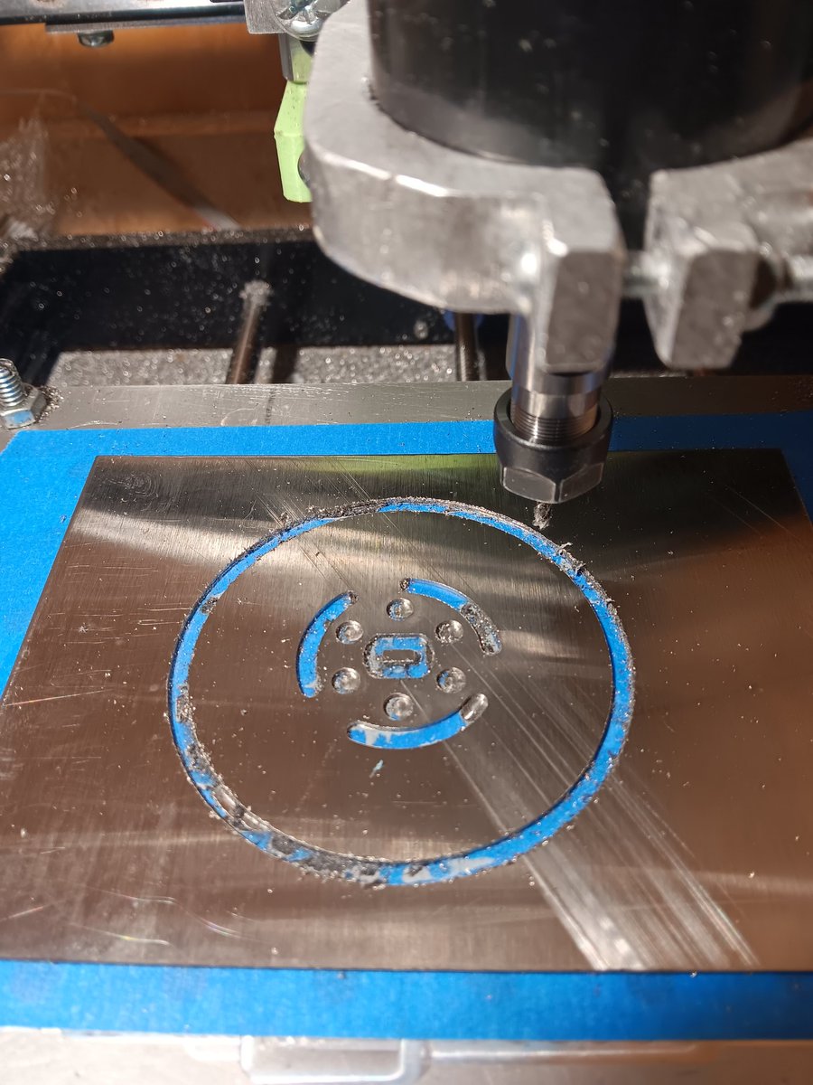 TMarine062's tweet image. 17mins on 1mm 304L stainless steel. I was off 0.2mm on the depth and probably shaved off 50% of the tool life for that mistake, but it did cut. #CNCmachine #CNC #cncrouter