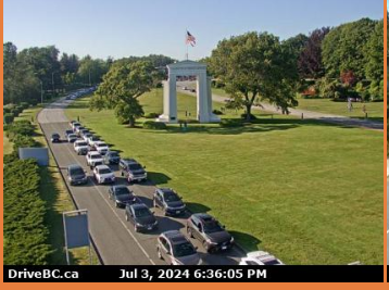 NewsRadioVAN's tweet image. 6:55-#UsBorder
Expected  busy evening at the border. Tomorrow is the 4th of July.
Current wait times SB
Peach Arch- 1-1.5 hr
Pacific Highway 30-45
Aldergrove and Sumas 5-10
NB
Peach Arch 15-30
Pacific Highway 30-45
Aldergrove 30-45
Sumas 5-10