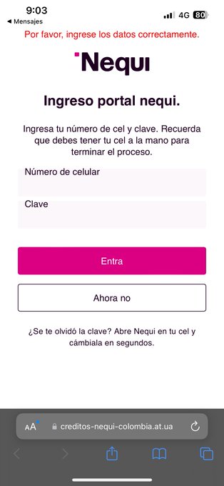 Me ha llegado un mensaje donde me ofrecen un monto pre-aprobado y &eacute;chenle ojo que piden clave y n&uacute;mero<a href="/tag/poetweet"class="tags"><span>#poetweet</span></a>