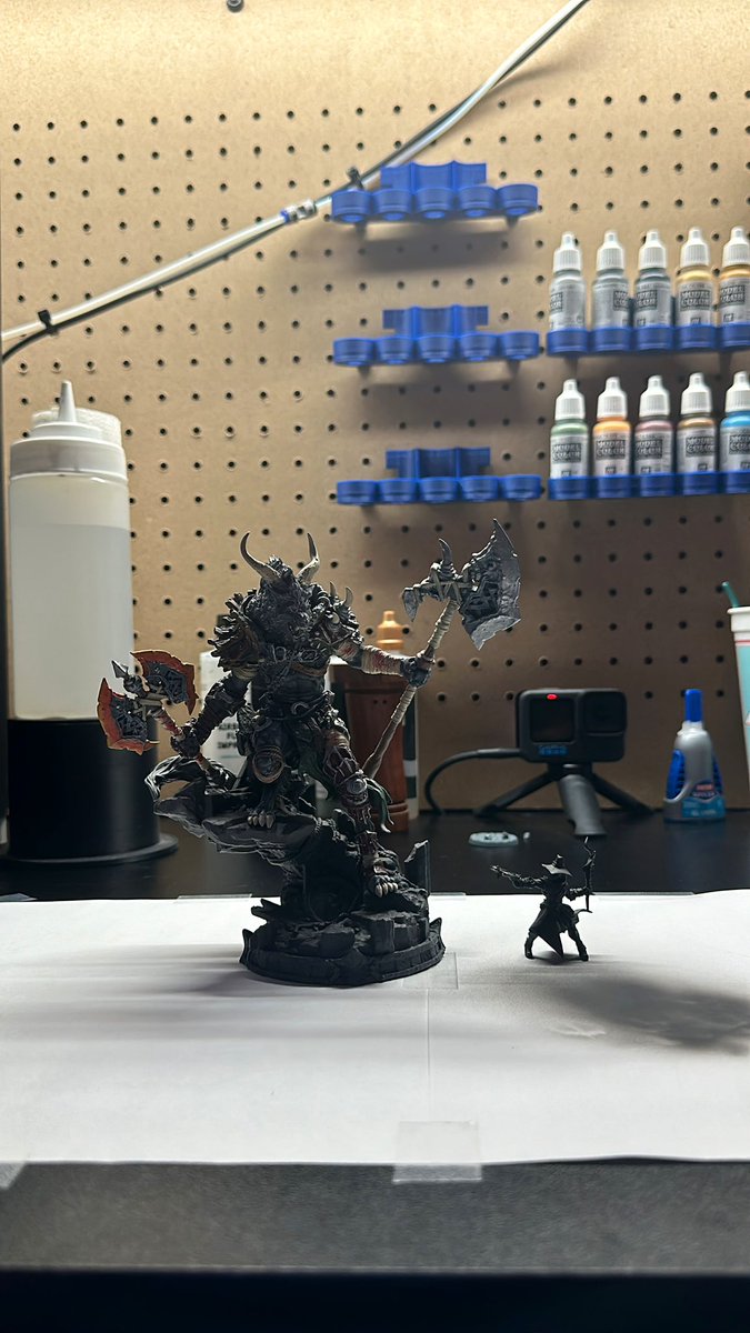 CraftedLayers's tweet photo. You VS the guy she tells you not to worry about.

Nearing completion on the uhh… Not so Mini miniature! A few more details and a couple of hours on the base. https://t.co/2WAZCKE0gC