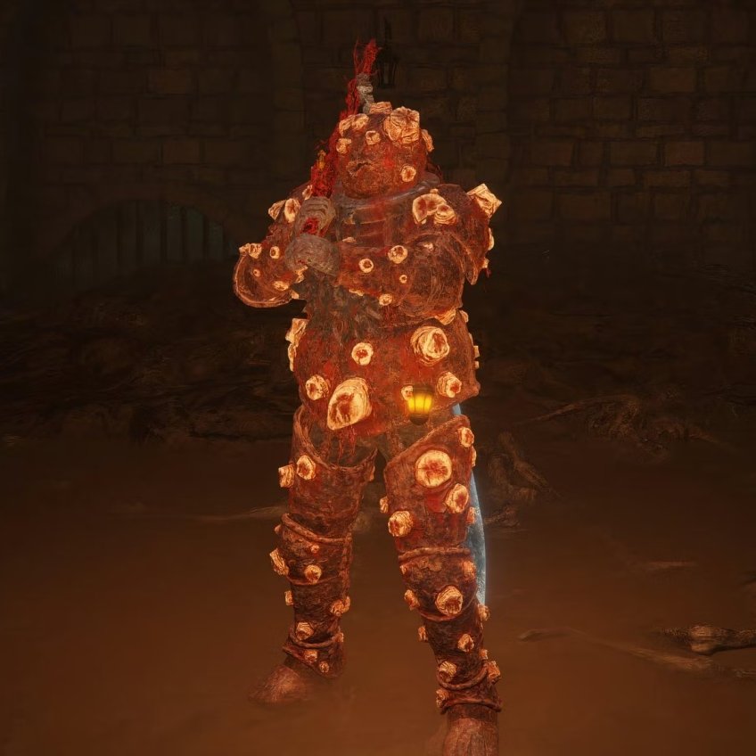 Not quite loathsome and NOT A DUNG EATER, but we couldn't help but notice  some similarities between this new armor concept we made and an Elden Ring  fan favorite.