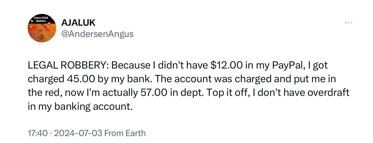 SnowyOwlSoul's tweet image. 🚨INCOMPETENCY ALERT by @AndersenAngus
Proving once more that the #FalseInuk has ZERO idea how to manage money.
Overdraft fees are a way banks manage the risk they take by allowing customers to spend the money they do not have, especially high-risk folks like Angus. #LearnMath