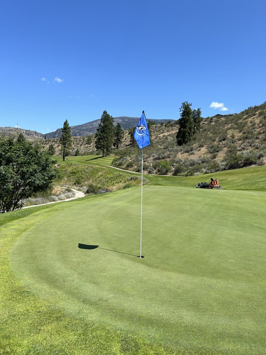 kelseyharder's tweet photo. Greens aren’t perfect (yet) but they’re improving…. Had fun with pin placements today for Greenskeeper revenge #superday #mevstheboys https://t.co/ivjDbgkJHH