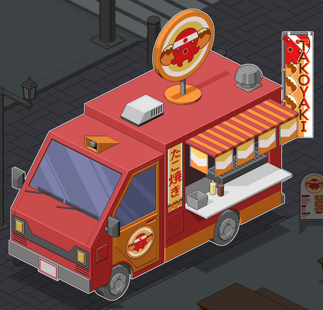 Everyone is posting isometric pixel art all of the sudden so here's a takoyaki truck for Ntraholic for an area I'm working on.