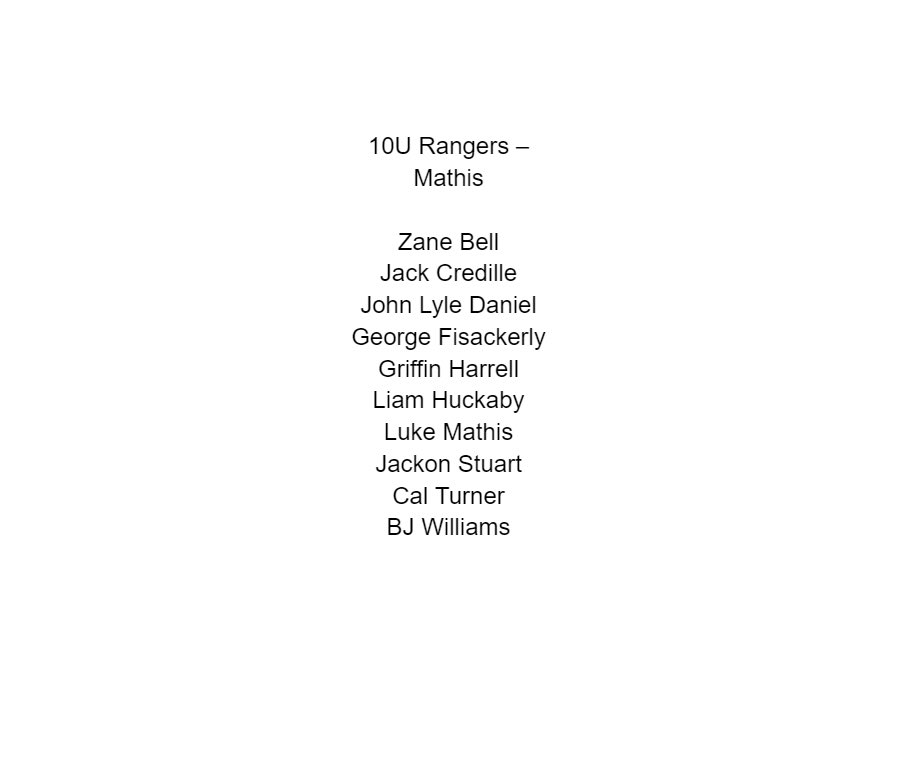 TYBABaseball's tweet image. 2024-25 Rangers