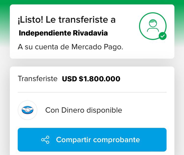 Hola <a href="/CSIRoficial/">Independiente Rivadavia</a> estamos interesados en comprarles a Matias Reali, te mandamos el comprobante de pago 🤝😉