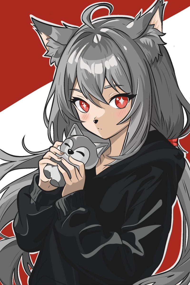 OneBitWolf's tweet photo. Just finished a new PFP for my channels! 🖤🐺 #twitchgamer #vtuber #wolfgirl #animedrawing #procreate https://t.co/efPjen61wz