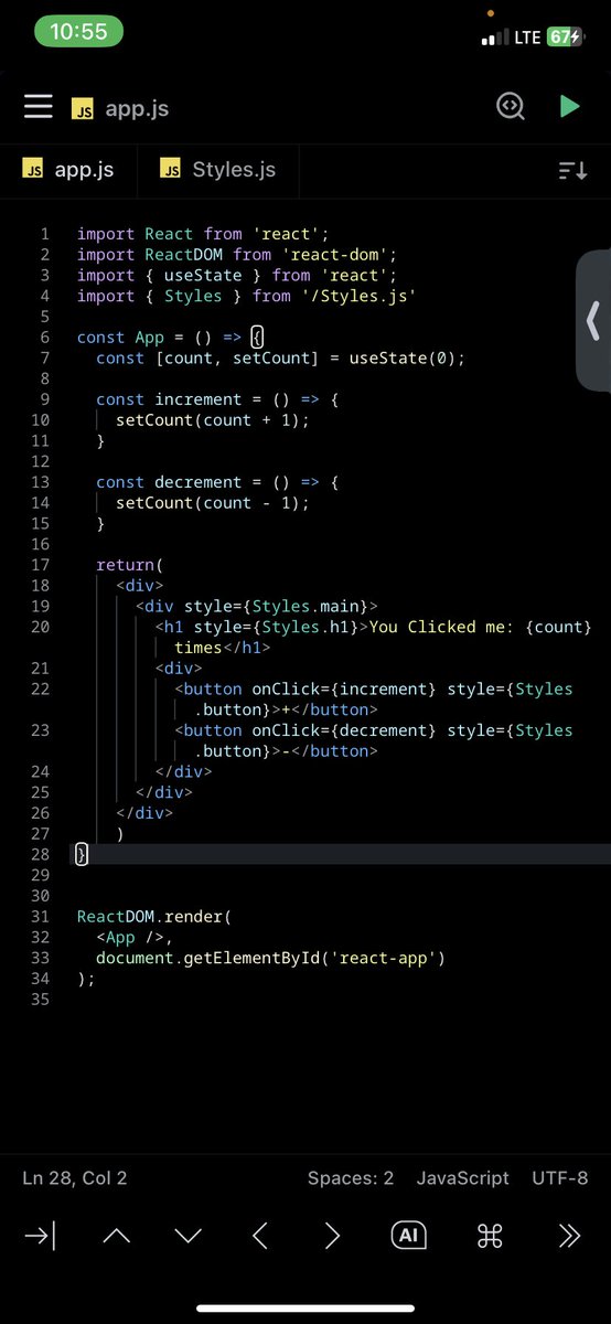 ugwumba_frank's tweet image. Day 3 of my React challenge! Today, I focused on using React Hooks(useState in particular). Learning so much! 🚀 #ReactChallenge #Day3 #ReactJs #Reactpracticechallenge
See you tomorrow 🫵
