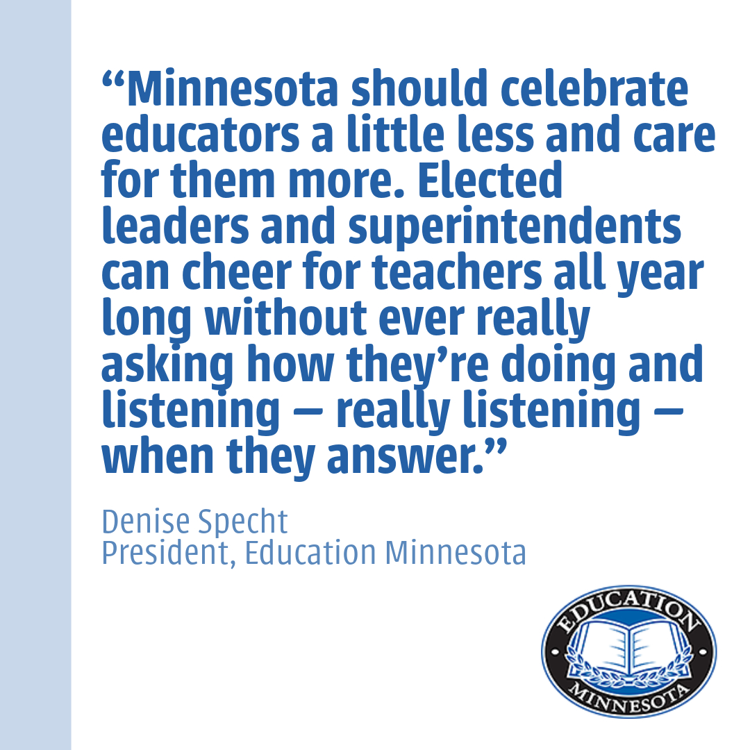 Better pay. Equitable pensions. Affordable health care. Educators deserve more than appreciation, President <a href="/DeniseSpecht/">Denise Specht</a> says in her latest column: edmn.me/3RO8kDC #mnleg #edmnvotes