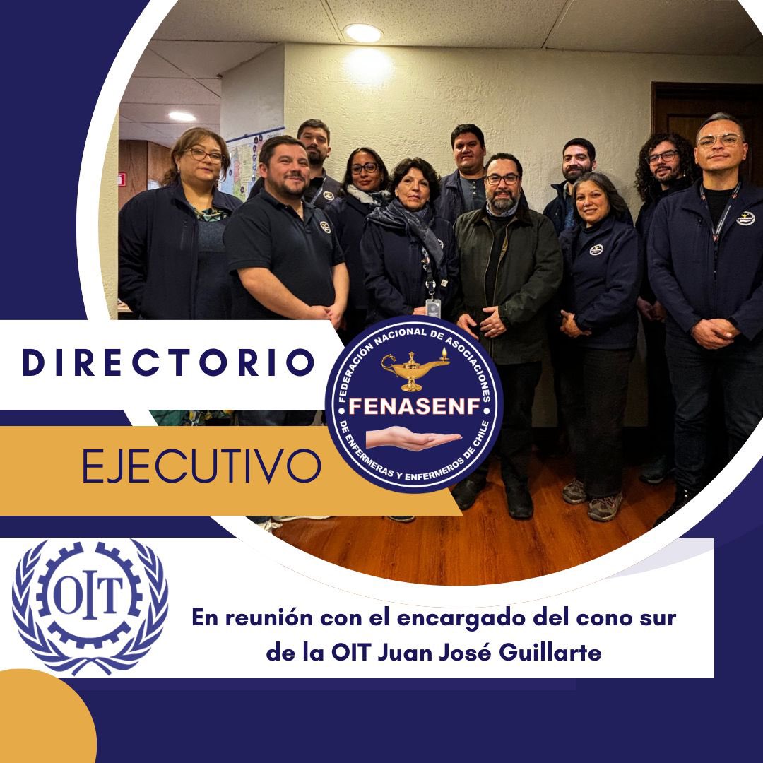 FENASENFCHILE's tweet photo. Nuestro Directorio Ejecutivo, se reunió con el Encargado del Cono Sur de la OIT, Juan José Guiliarte, quien mantiene el compromiso de entregar apoyo técnico en sensibilizar y posicionar la Economía del Cuidado y la ratificación Convenio 149 OIT que FENASENF trabaja desde 2016. https://t.co/01lAaatsXT
