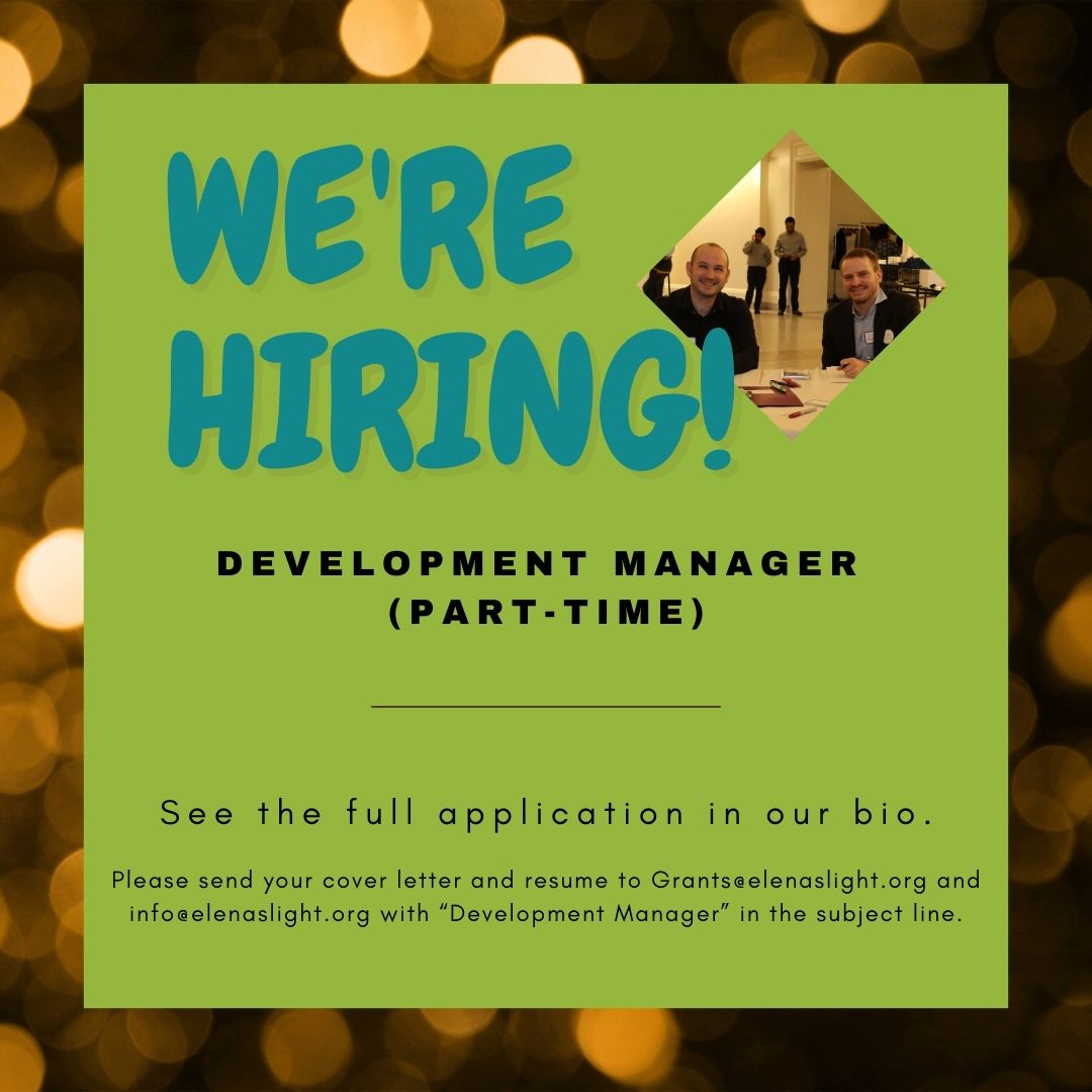 ElenasLight1's tweet image. Elena’s Light is hiring a part-time Development Manager to join our team in the greater New Haven area. If you are passionate about our mission, we would love to hear from you. Check our linkinbio.
#JobOpportunity #HiringNow #DevelopmentManager #Fundraising #JoinOurTeam
