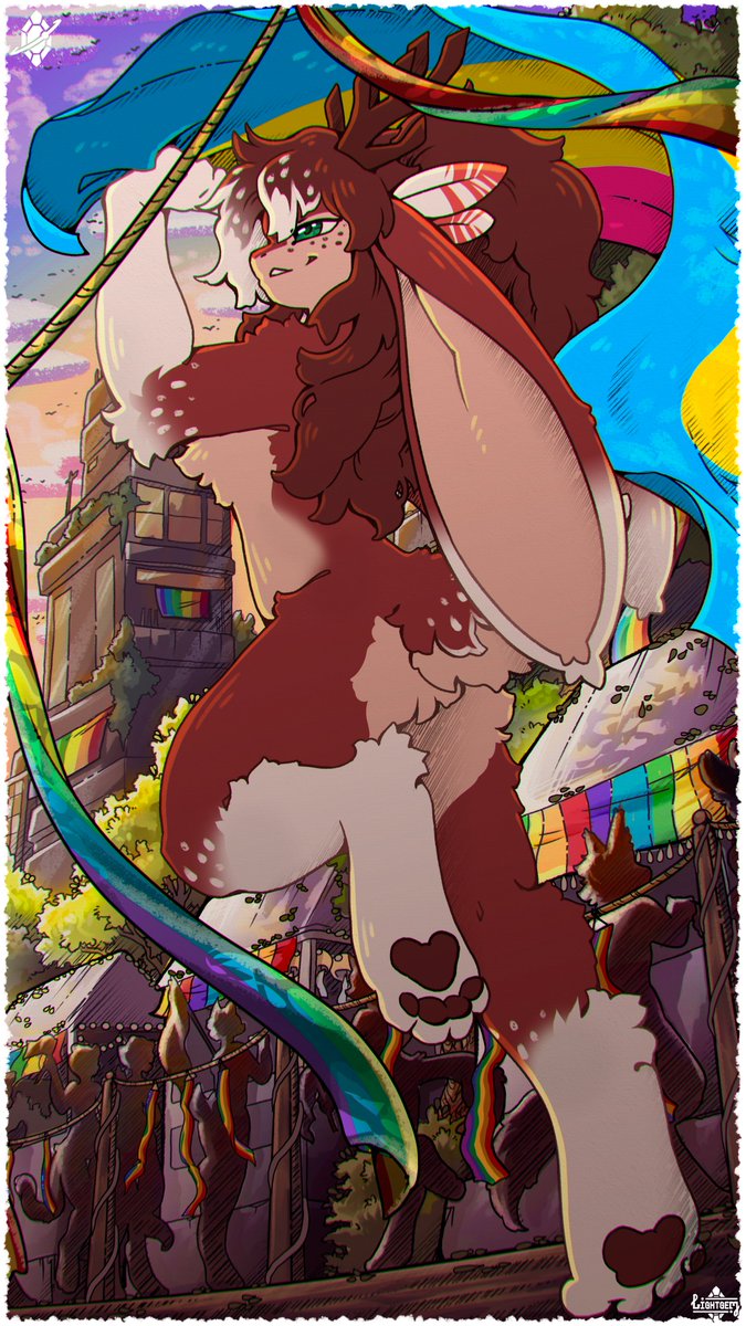 Every month is pride month >;3

Out here repping pan gang, wya~!? <3<3<3

ABSOLUTELY AMAZING PIECE BY <a href="/LightGemArt/">✦ LightGem ✦</a>, I adoooore the vibes and the way they drew my bunny aaaaa ;V;
