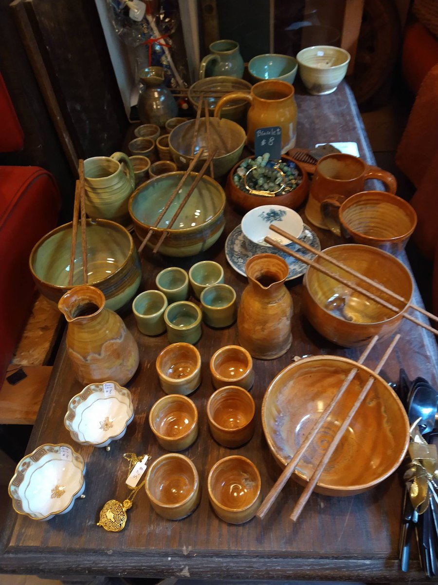 thefivewits's tweet photo. Back in the shop and studio, I may have gone a little overboard at an estate sale, so there are some vintage finds among the handmade pottery and usual shiny objects. Also, a good friend gifted me some butterfly wings from a nature conservancy, so I made jewelry featuring them! https://t.co/hWhvXCSvOy