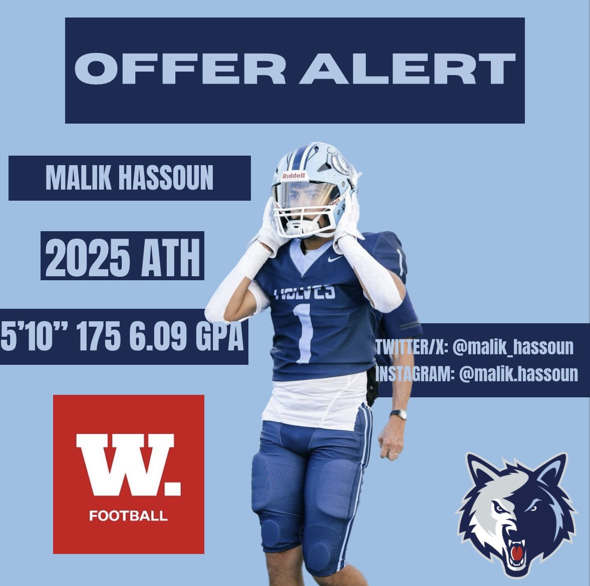 NewsomeWolvesFootball (@newsomewolvesfb) on Twitter photo Congratulations <a href="/malik_hassoun/">Malik Hassoun</a> on his offer to play football <a href="/WabashFB/">Wabash College Football</a> !!
#HOMEGROWN Congratulations <a href="/malik_hassoun/">Malik Hassoun</a> on his offer to play football <a href="/WabashFB/">Wabash College Football</a> !!
#HOMEGROWN