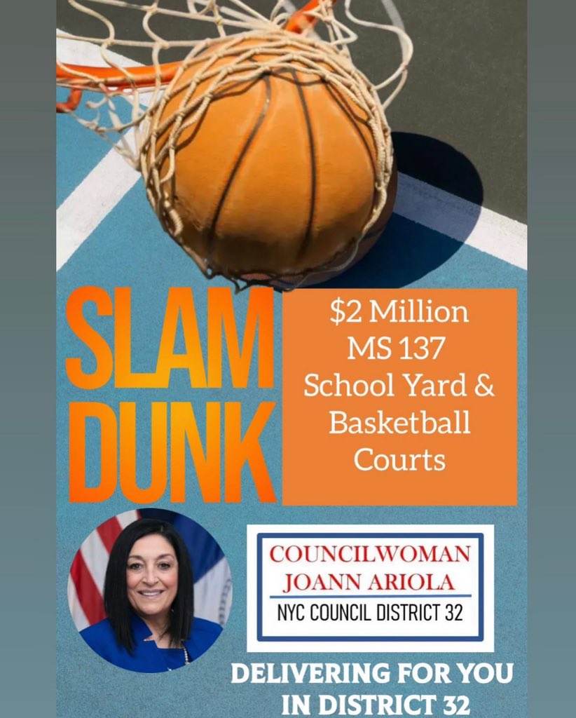 We are EXCITED to announce that MS 137 is getting a $2 MILLION renovation of our School Yard and Basketball Courts… We want to give a special THANK YOU to NYC Councilwoman <a href="/JoannAriola32/">Joann Ariola NYC Council District 32</a> for finding allocating $2 million to further help improve our school community!!!