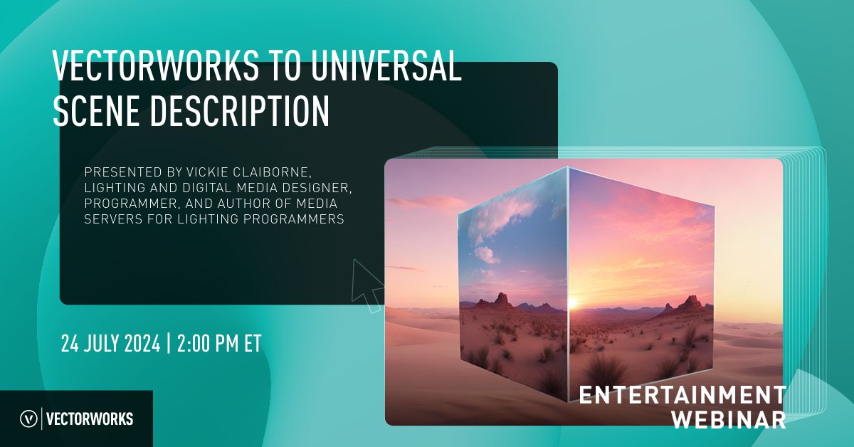 Vectorworks's tweet image. Join Vickie Claiborne, author of Media Servers for Lighting Programmers, for an in-depth look at the Vectorworks to Universal Scene Description workflow.
#LightingDesign #LightingProgrammer #Vectorworks
bit.ly/3L9kDXK