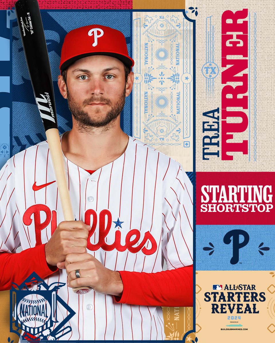 MLB's tweet photo. Making his third #AllStarGame appearance, Trea Turner is voted in as the NL’s starting shortstop! https://t.co/Va82cjBDfr