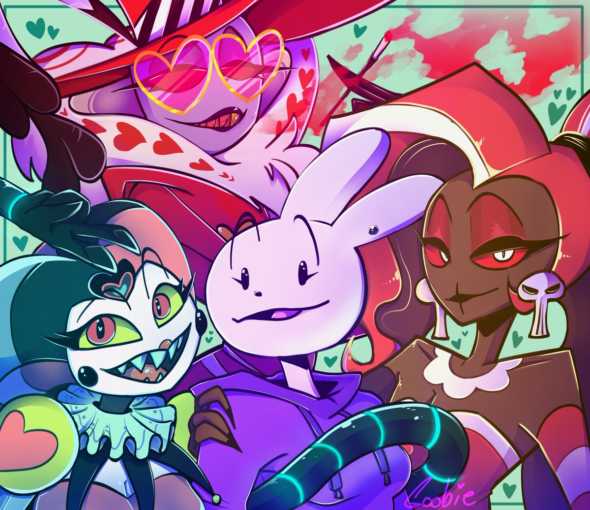 SpookiestofMilk's tweet photo. New Banner I made! This features me and the characters I like to voice on Vrchat! There are more but these are my favs #HazbinHotel #Helluvaboss #Helluvahazbin #HazbinHelluvaFanart #Fizzarina #Velvette #Valentina https://t.co/bZSMEZHa08
