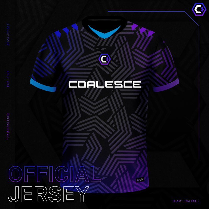 TeamCoalesce's tweet photo. Its Finally Here, the moment you've been waiting for! 

Introducing our 2024 Jersey!

Make sure you're gaming in style and get yours from our store!

🛒https://t.co/zjL4fU0LFa

#StrongerTogether | #CLSJersey2024