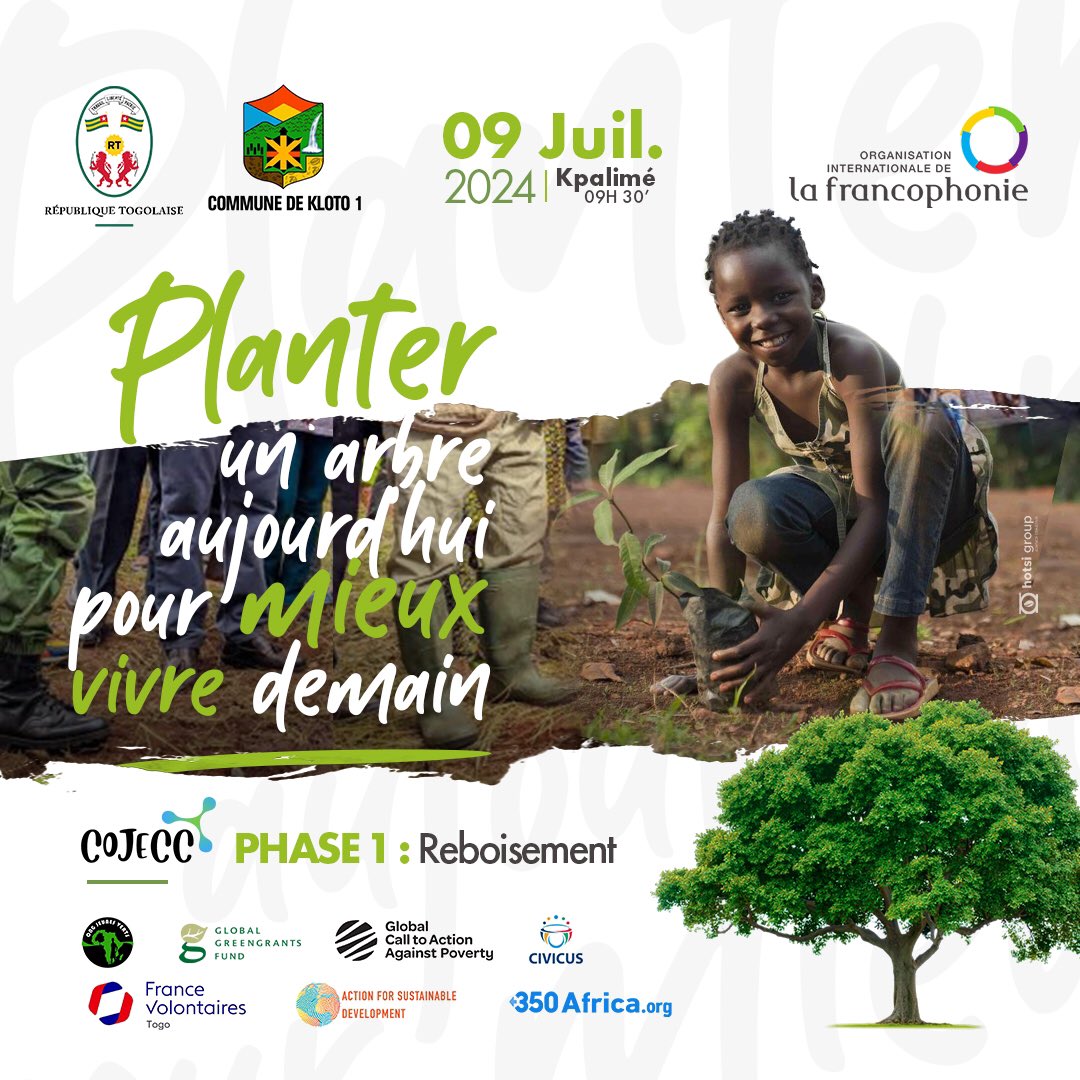 Je lance un appel aux jeunes de #Kloto1 pour une forte mobilisation. 

Soyez nombreux pour planter ensemble avec le corps diplomatique et les ambassadeurs francophones au Togo 🇹🇬

#un_arbre_une_vie