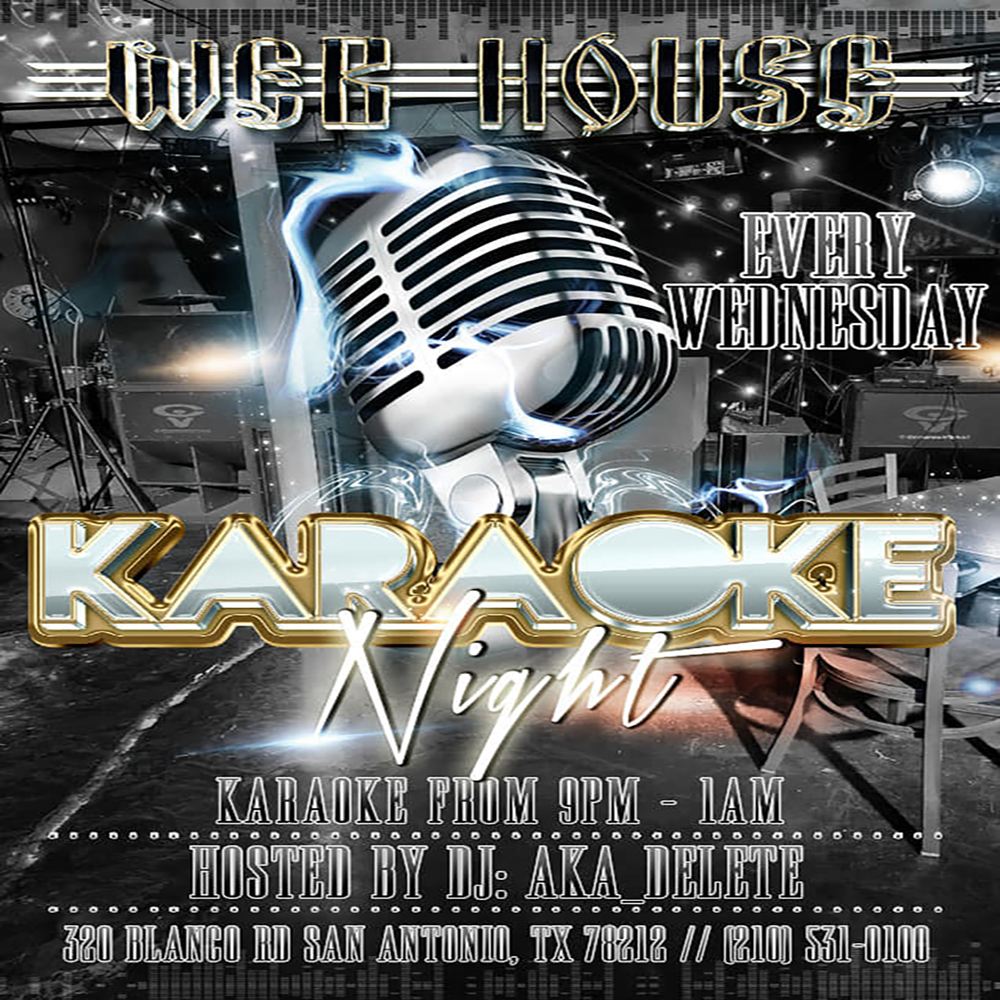 Web_House's tweet image. Come hang out with us tonight and share your talent at Karaoke Night - Web House Café &amp;amp; Bar.

Come hungry because our kitchen is open late.

320 Blanco Rd. SATX 78212