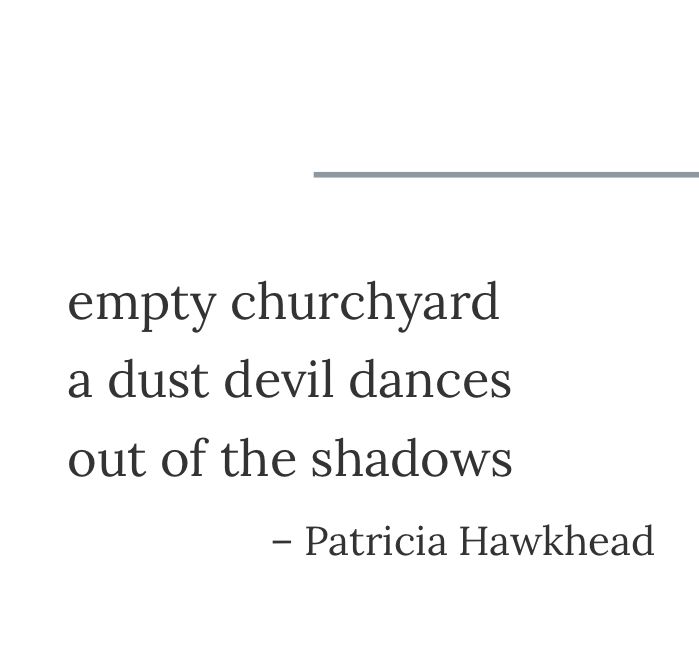 In the latest tsuri-doro journal (Issue 22). Thank you to Tony Pupello. #haiku #micropoetry  #dustdevils  #churchyard