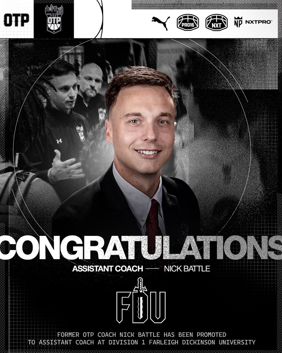 Congratulations to former OTP 15U HC <a href="/NickBattle15/">Battle</a> on his new assistant coach promotion at Farleigh Dickinson University #OTP