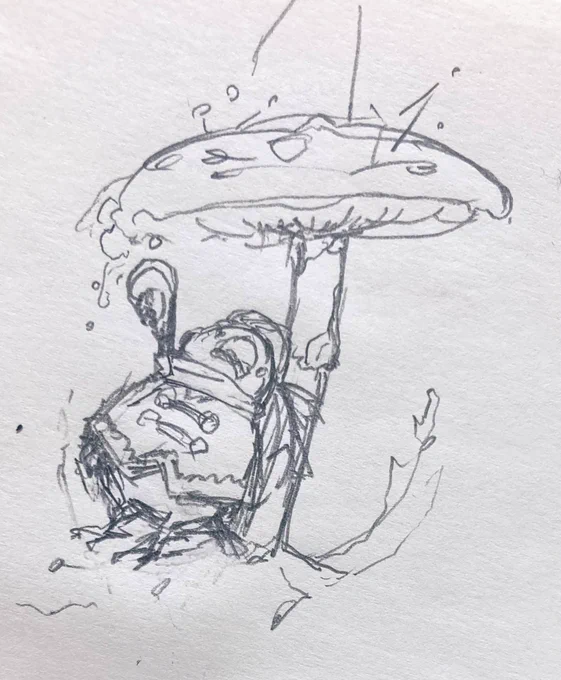 おはようございます。雨宿りのイラストを描いてますが外はとても晴れてます☀️ 