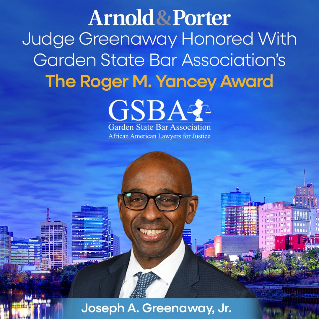 Congratulations to partner Judge Joseph Greenaway, Jr., for receiving The Roger M. Yancey Award from the <a href="/gsba_nj/">GSBA NJ</a> during its 49th Annual Scholarship Gala! This is his second time being honored with this award.
 
Read more ➡️ bit.ly/3RVOVRj