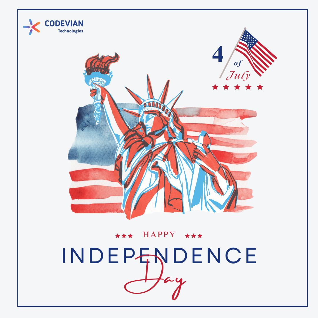 CodevianTech's tweet image. Celebrating the 4th of July with you in spirit! Happy Independence Day!