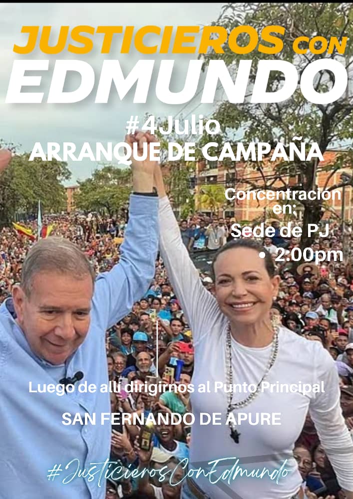#ArranqueDeCampaña 
#4Julio
#JusticierosConEdmundo 
#Apure
<a href="/Pr1meroJusticia/">Primero Justicia</a> 
<a href="/ActivismoPJ/">Activismo PJ</a>