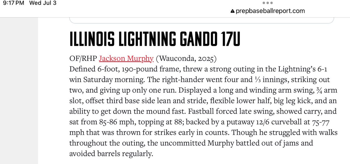 Nice write up on <a href="/jacksonm098/">Jackson Murphy</a> from the PRBT Rock Open. Murph has been solid on the bump all season. <a href="/AnthonyGliffe/">Anthony Gliffe</a> <a href="/ILlightning/">Illinois Lightning</a>