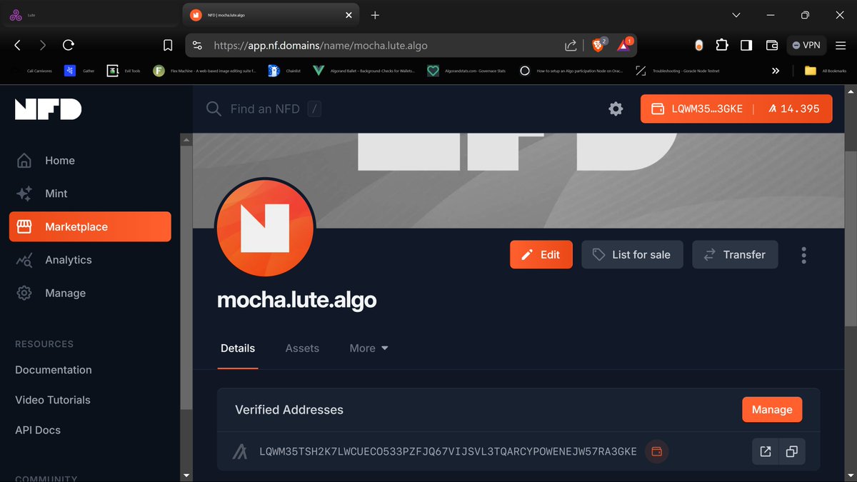 mochanerd's tweet photo. Snagged an @NFDomains segment so I could try out my Lute-HD wallet!! looking forward to more updates!! #Algorand #Web3 #HDwallet #browserwallet #passkeys $ALGO https://t.co/lcPkxQNRn9