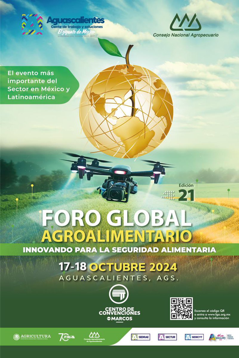 ForoGlobalAgro's tweet photo. Reserva la Fecha! Foro Global Agroalimentario 2024 - 17 y 18 de octubre “Innovando para la seguridad alimentaria”

¡Prepárate para un evento que marcará el futuro de la alimentación! Nos complace anunciar que el FGA regresa este 17 y 18 de oct en Aguascalientes. https://t.co/3ftmVAMhbq