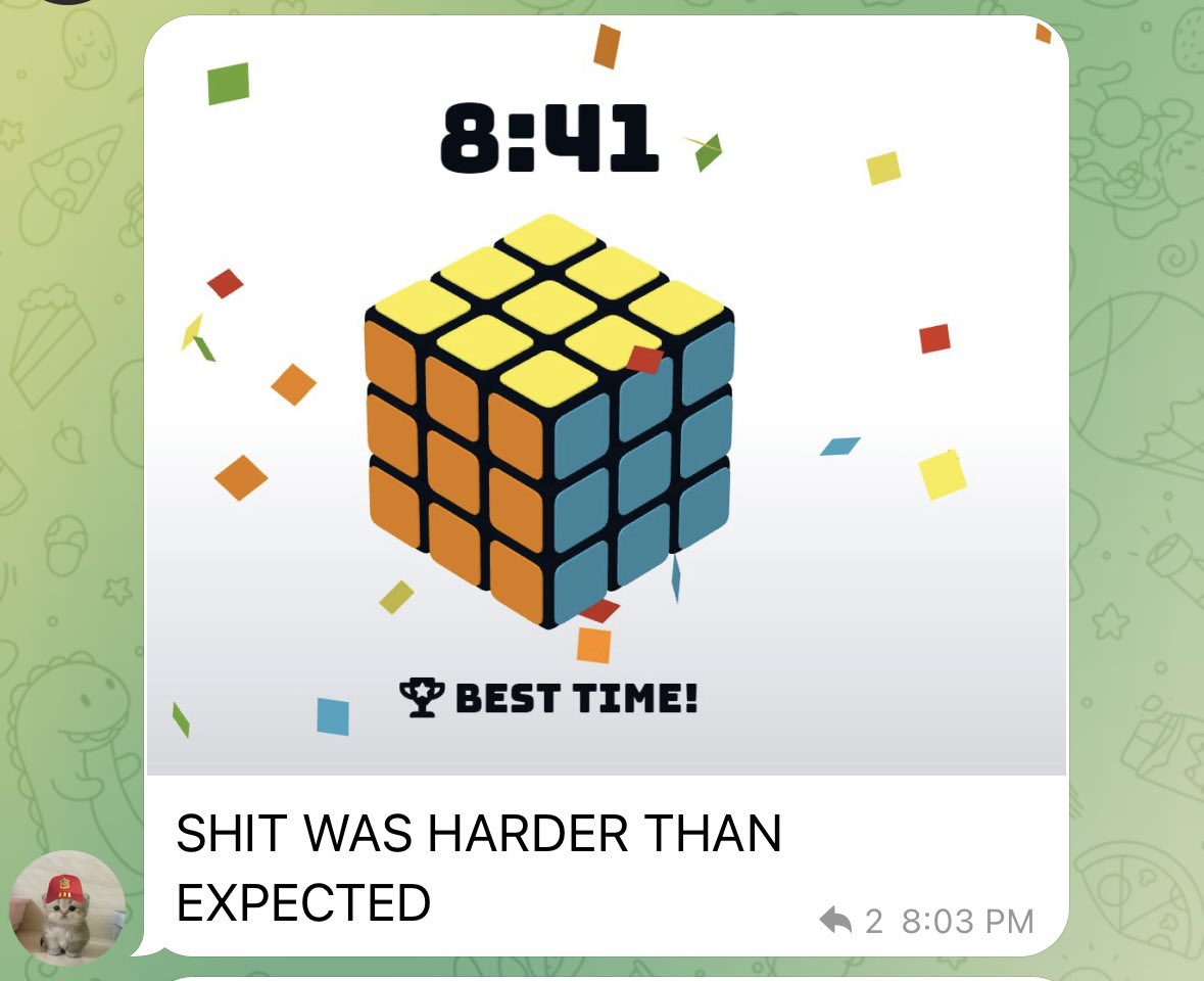 RubiksCatSol's tweet photo. Cube solved! Who can beat Biel? That was FIRE 🔥 $RUBIKS #RUBIKS https://t.co/07JOt2DMTd