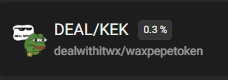 RDLycar's tweet photo. @alcorexchange @WUFFI_Inu $DEAL with it.  $KEK 🤣 @KEK_Official https://t.co/x9A8ndd379